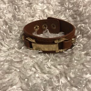 New York &Company leather and gold snap bracelet